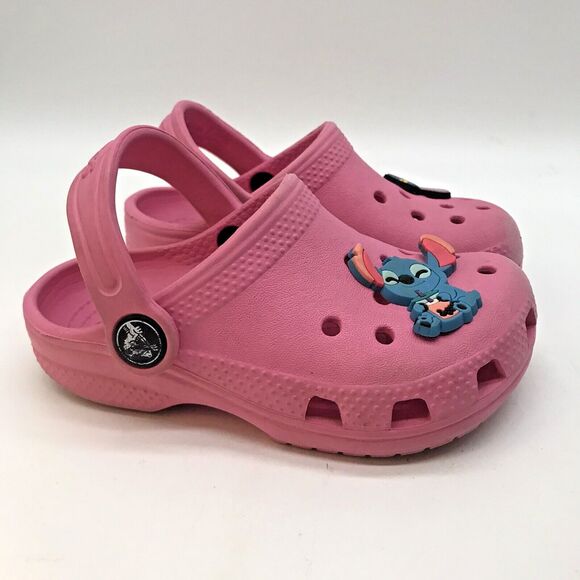 Crocs Iconic Comfort Clogs Unisex Childs C 8 Pink Jibbitz Waterproof Sandals - Picture 1 of 12